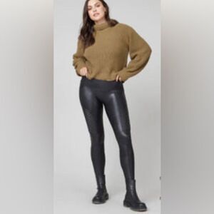 SPANX moto black faux leather leggings. S. NWT